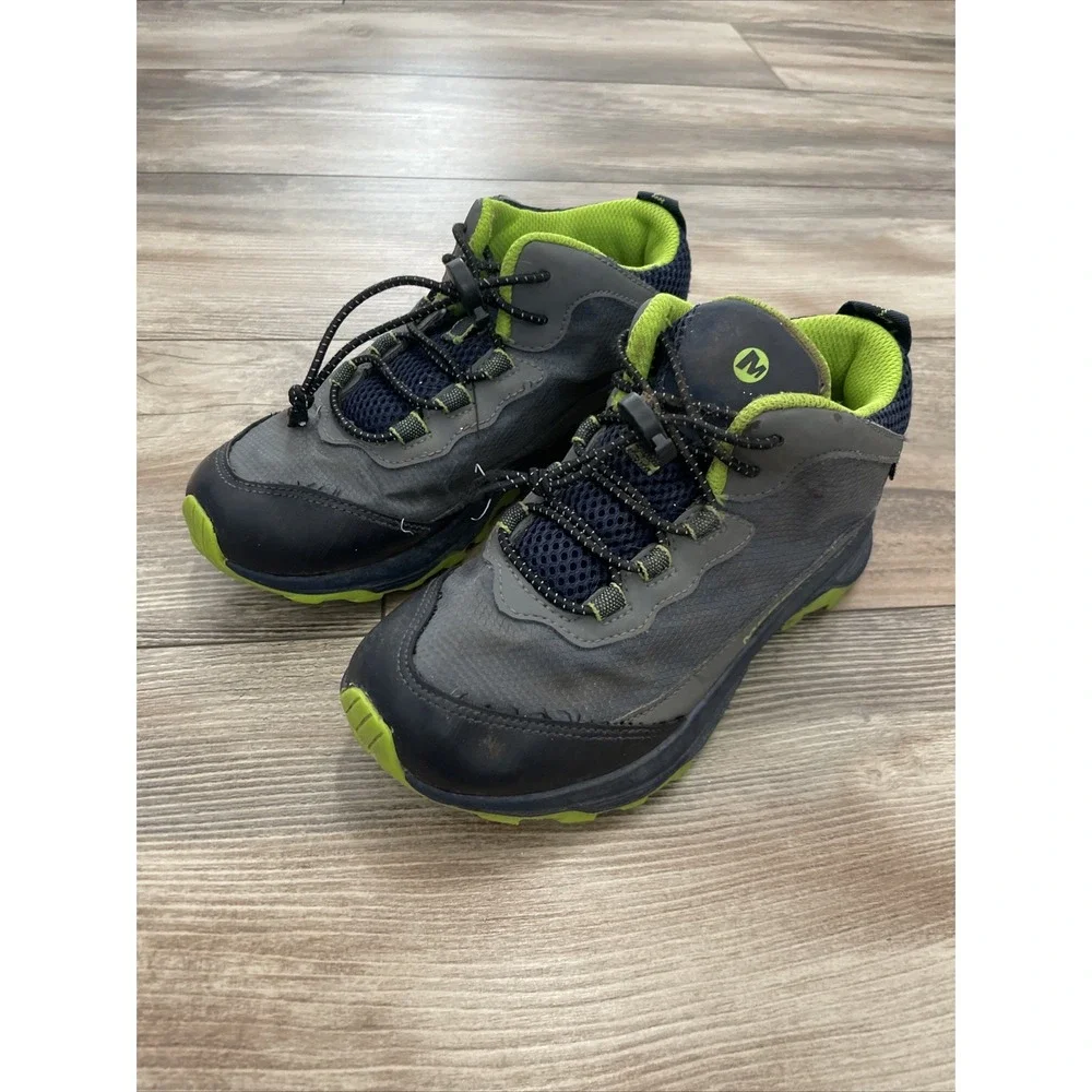 Merrell Big Kids Moab Speed Mid Navy Grey Lime Hiking Shoes MK265212 Size 2.0W